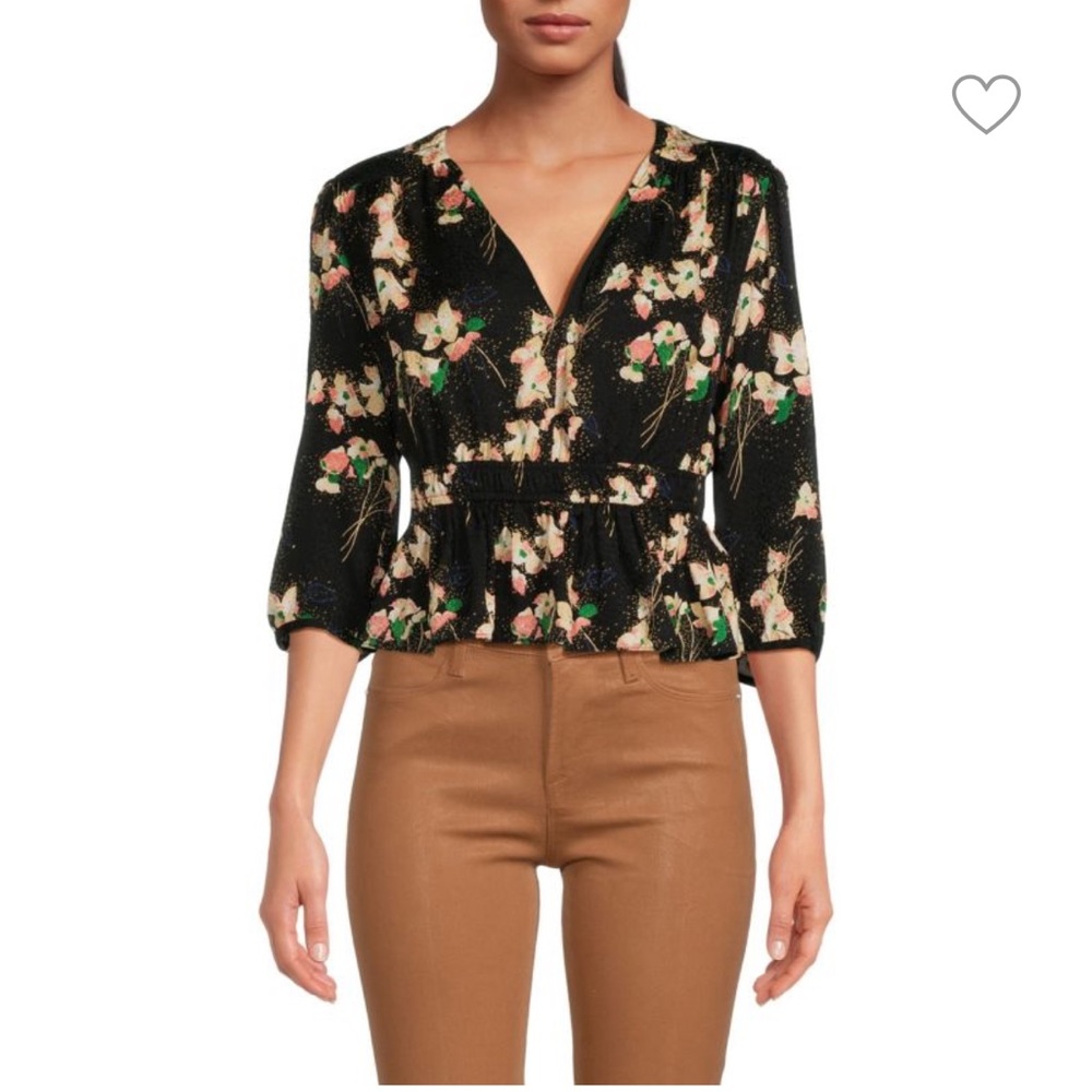 ba&sh Edon Black Floral Top